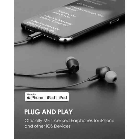 PaloVue Black MFi Certified In-Ear Lightning Earphones For iPhone - Picture 10 of 14